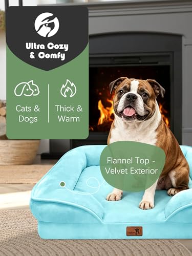 Orthopedic Dog Bed with Sides (35.0"L x 25.0"W x 6.5"Th / Ice Blue)
