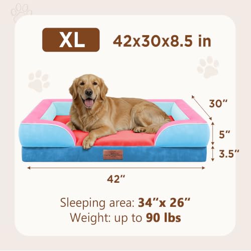 Orthopedic Dog Bed for Extra Large Dogs with Bolster (42.0"L x 30.0"W x 8.5"Th / Atlanta)