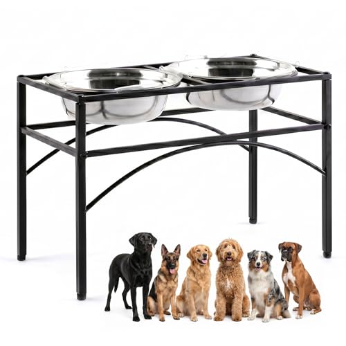 Elevated Dog Bowls Raised Pet Feeder Cat Food Water Diner Stand Set (L/13.8" Height)
