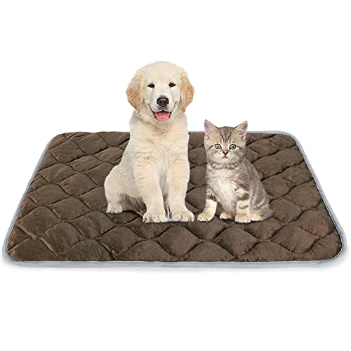 Self Warming Cat Bed and Dog Crate Pad (34.6"L x 22.8"W x 0.5"Th / Coffee)