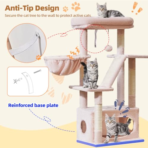 Cat Tree 38.5In Cat Tower for Indoor Cats (Jelly Pink / 38.5 Inches)