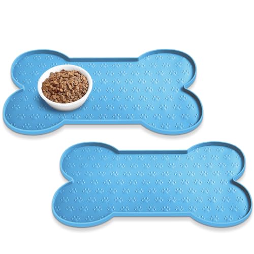 Dog Food Mat Anti (19.4" x 9.8"-2PCS / Blue)