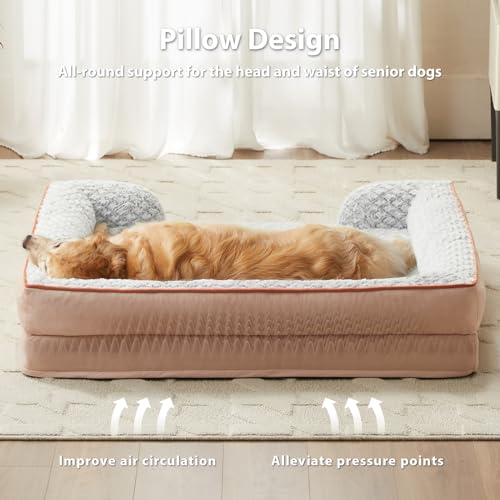 Orthopedic Dog Bed for Medium Dogs (Pink / 28"L x 23"W x 6.5"Th)