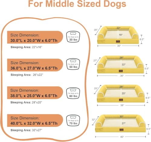 Orthopedic Dog Bed for X (Ginger / 40.0"L x 32.0"W x 6.5"Th)