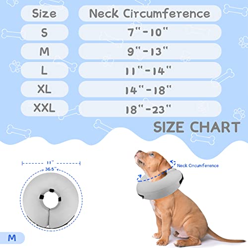Inflatable Dog Cone Collar for Large Medium Small Dogs (Solid Grey / M(Neck 9"-12.5"))
