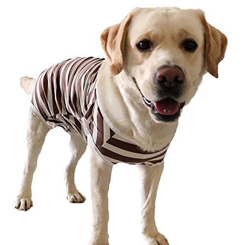 Dog’s Recovery Suit Post Surgery Shirt for Female Male Dog (3xl / brown white stripe)
