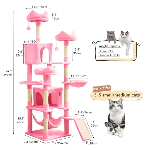 75 Inch Tall Cat Tree Indoor (Pink / 75 inch)