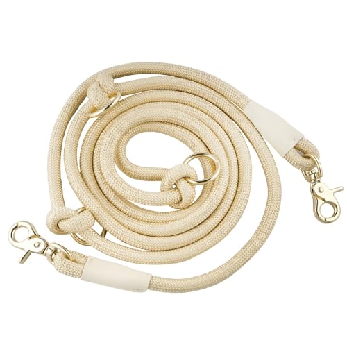 Multifunctional 8.5 ft Nylon Rope Hands Free Dog Leash for Running Small Medium Large Dogs (Gold / 8.5FT x 10MM)