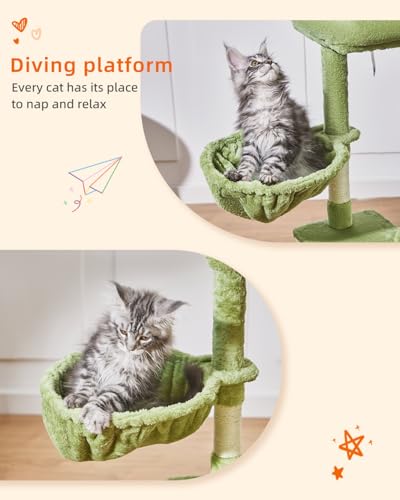 Cat Tree 38.5In Cat Tower for Indoor Cats (Green / 38.5 Inches)