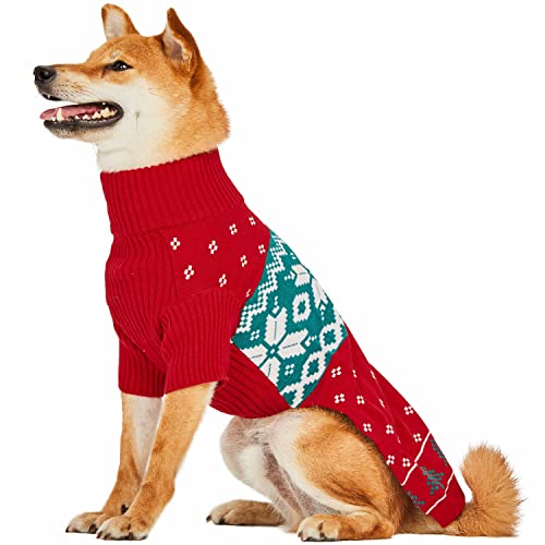 Christmas Tree and Snowflake Dog Sweater in Festive Red (20 inch (Pack of 1) / Tree - Festive Red)