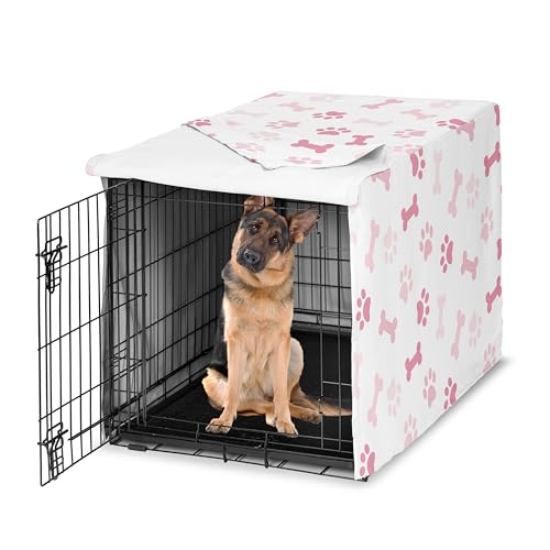 48in. Large Dog Crate Cover (Pink Paw Bone / 48.0"L x 32.5"W x 30.5"H)