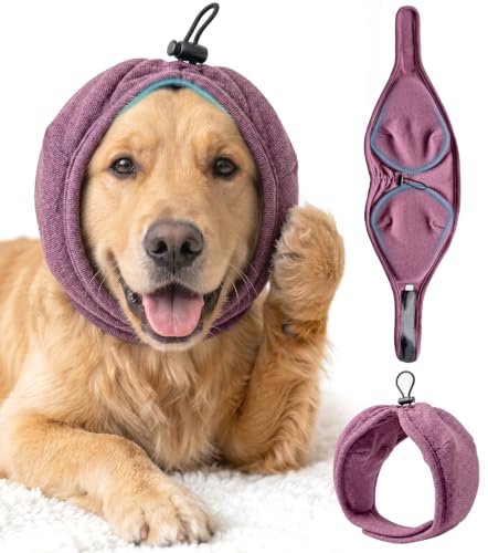 Dog Ear Muffs for Noise Protection Adjustable Ear Wrap Dark Red S (Dark Red - S / Small)