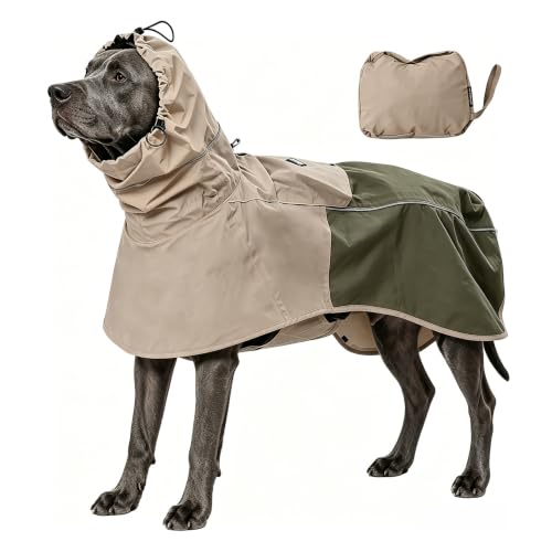 Dog Raincoat Waterproof Rain Jacket for Small Medium Large Dogs (Tan Green / Medium(13-22lb))