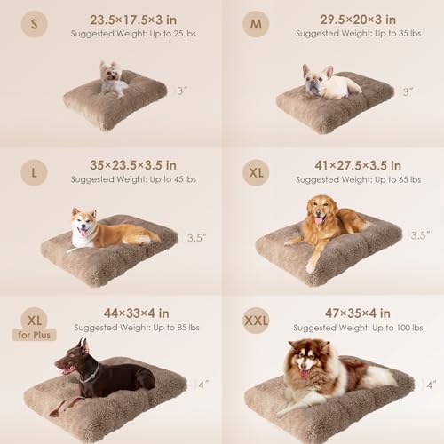 Fluffy Dog Crate Bed for Medium Dogs (Camel / 29.5 x 20)