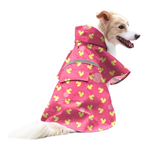 Large Dog Raincoat Adjustable (Medium (Pack of 1) / Pink Duck)