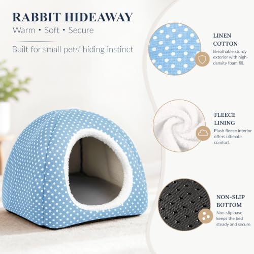 Rabbit Hideout Large Bunny Bed Washable Rabbit House (Light blue)