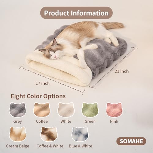 Cat Sleeping Bag for Indoor Cats (21.7"L x 17.7"W / White)