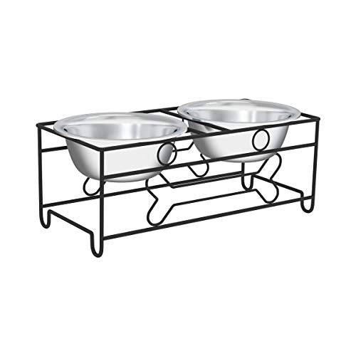Set of 2 Stainless Steel Dog Bowls (6.5" Height)
