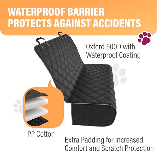 Black Car Rear Seat Cover for Dogs (Black / Standard)