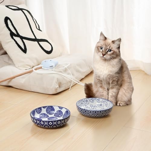 5.6 Inch Ceramic Cat Bowls (5.6 Inch, Set of 6 / Vintage Blue)