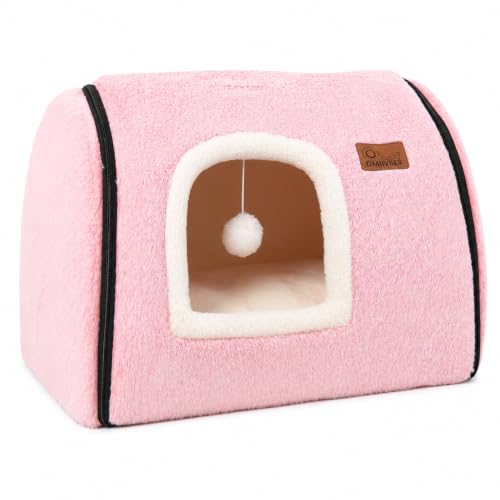 cat Bed cave cat beds for Indoor Cats (L:(20.4"×15.5"×15") / Pink)