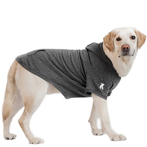 Dog Hoodie Fleece Dog Clothes Warm Sweater with Hat for Medium Large Dogs Cat Hooded Shirt Kitten Pet Basic Sweatshirt with Pocket Doggie Soft Winter Coat Apparel (5XL-(50~77lb) | Chest(~35") / Grey)