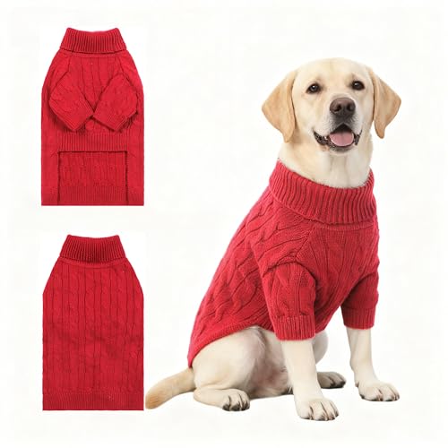 Small Medium Dog Sweater (Deep Red / X-Large)