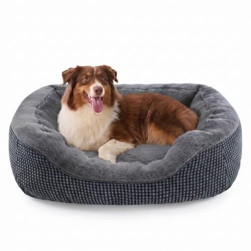 Large Dog Beds Large Sized Dog (L PLUS (38"x28"x8") / Dark Grey)