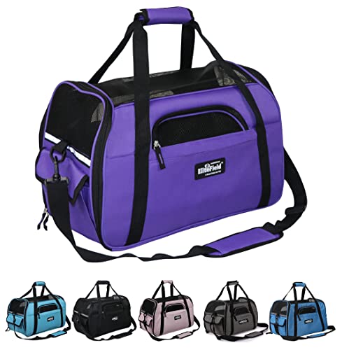 Soft Sided Pet Carrier for Cats & Small Dogs (19.0"L x 10.0"W x 13.0"H / Purple)