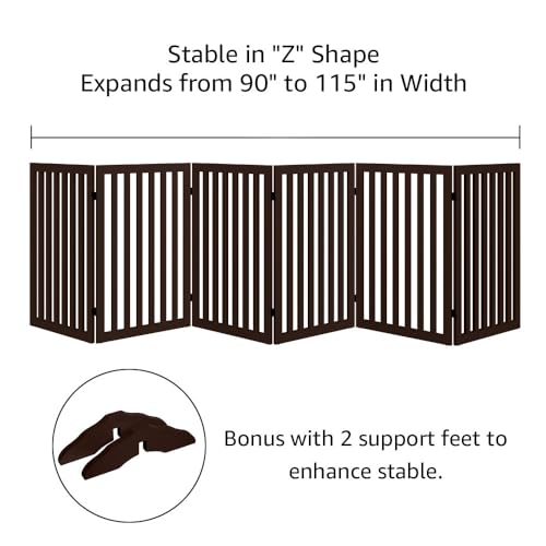 120" Extra Wide Pet Gate and Pet Playpen Combination for Dog Cat (Espresso / 120"W×36"H)