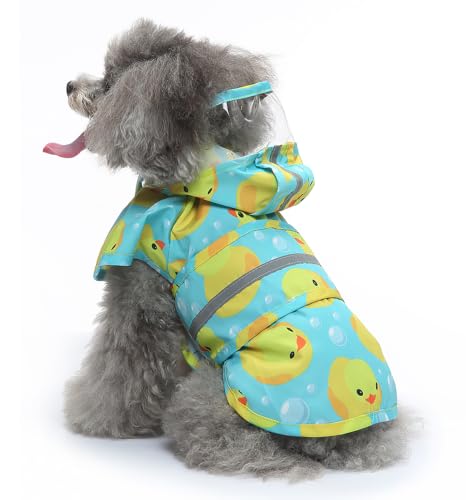 Dog Raincoat Hooded Reflective Waterproof Slicker Poncho (Duck / M(5-7 pound))