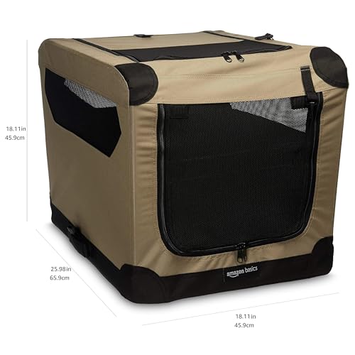 Portable Folding Soft Dog Crate (Tan / S 26" x 18" x 18")