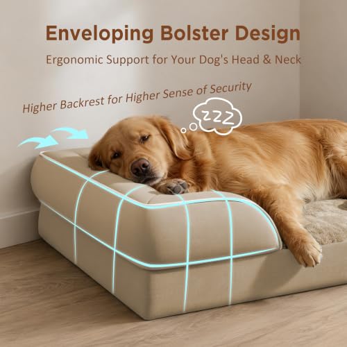 Waterproof Orthopedic Dog Beds for Large Sized Dog (36.0"L x 27.0"W x 8.0"Th / Light Brown)