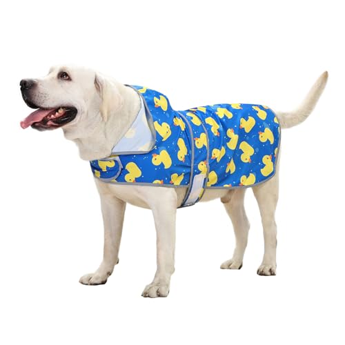 Dog Raincoat Waterproof Dog Rain Jacket with Hood (Blue Duck / XX-Large)