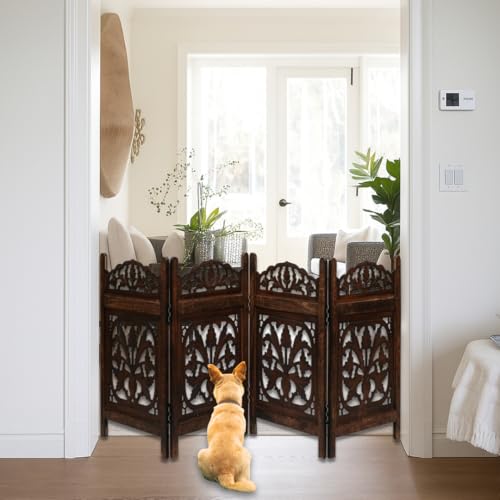 Dog Gate Wooden Free Standing Gate (Burnt / 72"x24" Gamla 4 Panels)