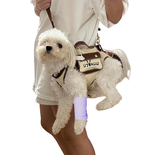 Dog Lift Harness Dog Carrier VES Harness Adjustable Leash with Small Puppy Treat Bag (X-Small(2-5 LBS) / 1.0 White)