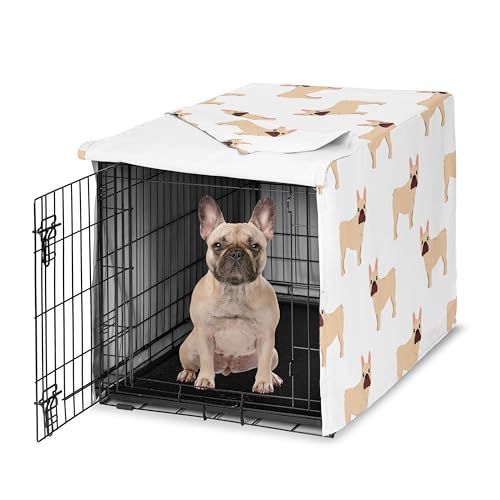 36in. Medium Dog Crate Cover (Tan Frenchie / 36.0"L x 23.5"W x 24.0"H)