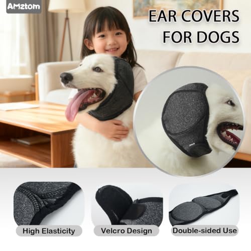 Dog Ear Muffs Noise Protection for Grooming (Grey / M(Head Circle:15-19))