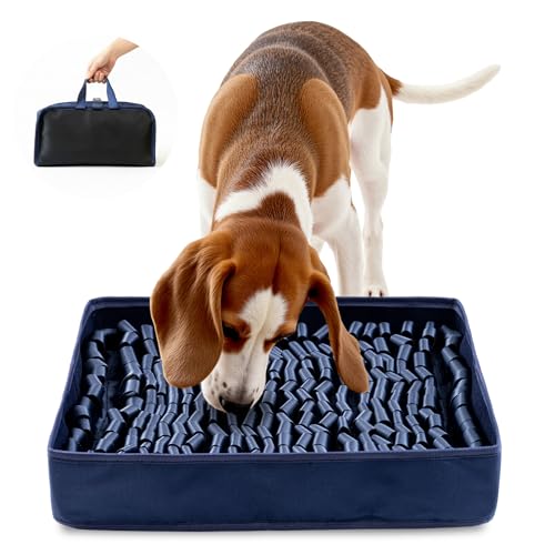 Snuffle Mat for Dogs (Navy / 14" X 12"-Portable)