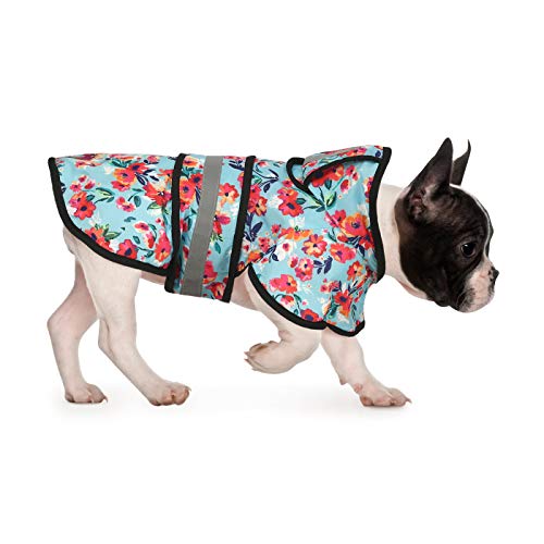 Dog Raincoat with Hood & Leash Hole S (Small / Turquoise)