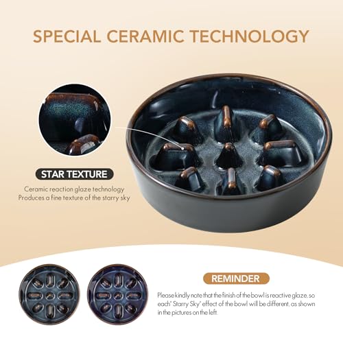 Ceramic Slow Feeder Dog Bowls (1 x Starry Sky - C / S- 6.1inch / 0.9 Cups)