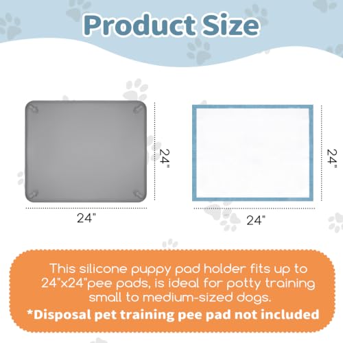 Silicone Puppy Pad Holder Tray with Clips (A-24"x24")
