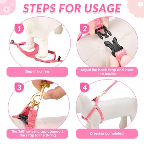 No Pull Dog Harness with Leash for Small Medium Dogs Pink XS (X-Small(6-11lb) / Solid Pink)