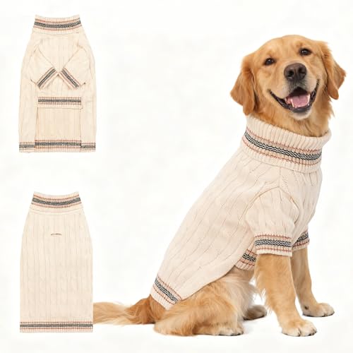 Small Medium Dog Sweater (Striped Apricot / XX-Large)