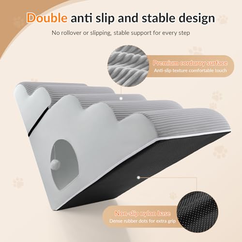 Dog Stairs for High Beds Up to 30" H with Tunnel (Gray / 5-Steps)