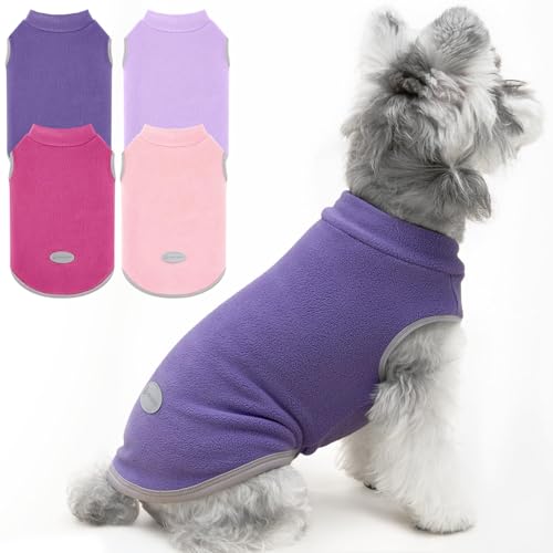4 Pieces Fleece Dog Sweaters Vest Winter Warm Dog Clothes for Small Medium Large Dogs Girl Soft Pullover Doggie Sweatshirt Puppy Cold Weather Jacket (Large(Chest-19.7") / Pink, Rose, Purple)