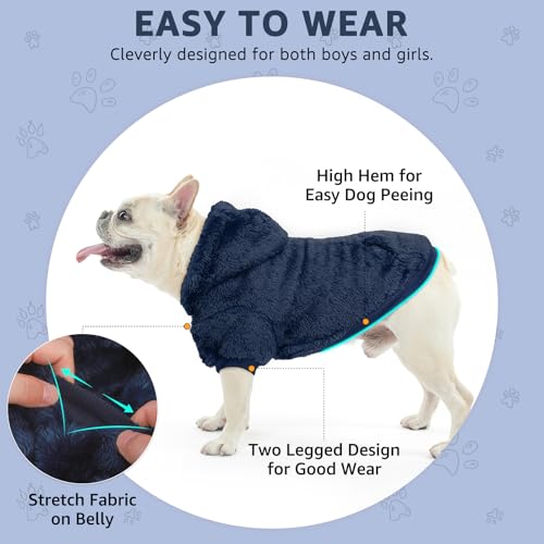 Fleece Dog Sweaters Hoodie for Small Medium Large Dogs Girls Boys (Small-Medium / Navy)
