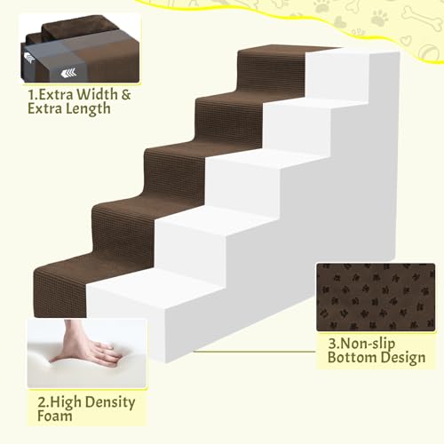 Dog Stairs for Small Dog and Cats (brown / 16.5" x 34" x 23")