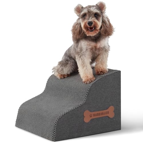 Dog Stairs for Small Dogs (Dark Grey / 15.7"D x 15.7"W x 11.8"H)