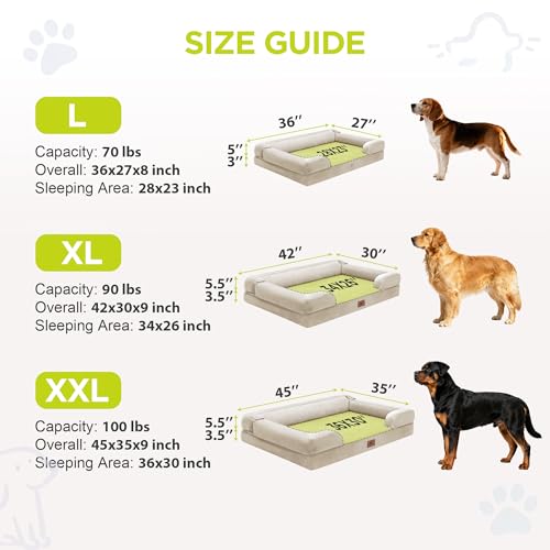 Waterproof Orthopedic Dog Bed for Medium Large Sized Dogs (36 x 27 x 7.5 in / Beige)